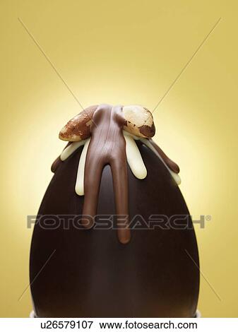 Close up of decorated chocolate egg View Large Photo Image Stock Photo - Close up of decorated chocolate egg. Fotosearch