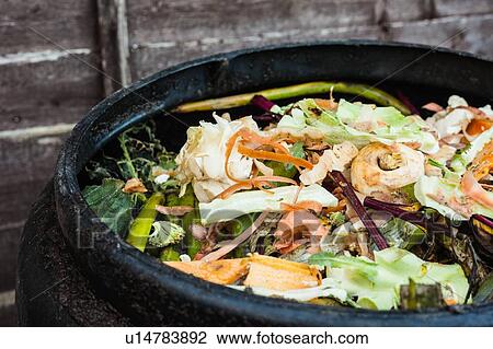 Stock Image - Close up of home compost bin. Fotosearch