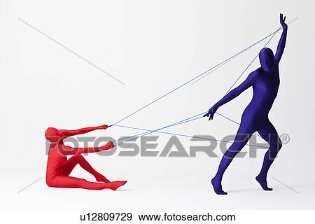 Couple in bodysuits playing with string View Large Photo Image Stock Photo - Couple in bodysuits playing with string. Fotosearch