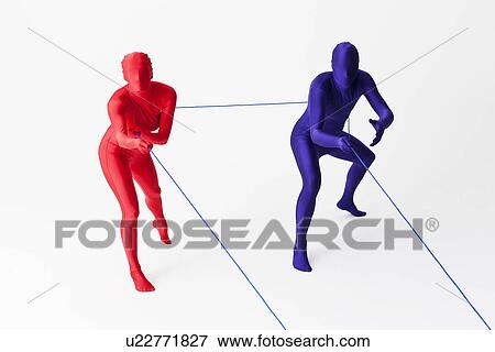 Stock Photo - Couple in bodysuits playing with string. Fotosearch