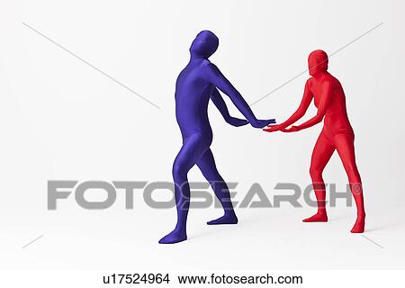 Couple in bodysuits with invisible globe View Large Photo Image Picture - Couple in bodysuits with invisible globe. Fotosearch