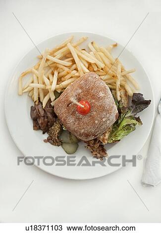 Plate of sandwich with fries View Large Photo Image Stock Image - Plate of sandwich with fries. Fotosearch