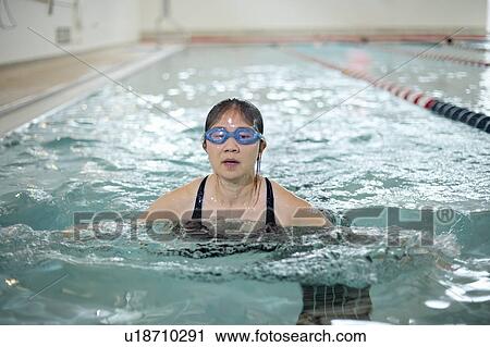 Woman doing laps in swimming pool View Large Photo Image Stock Image - Woman doing laps in swimming pool. Fotosearch
