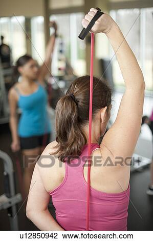Woman stretching in gym View Large Photo Image Stock Image - Woman stretching in gym. Fotosearch