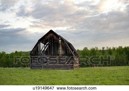 Stock Photo - Abandoned barn in a field, Northern Alberta, Alberta, Canada. Fotosearch