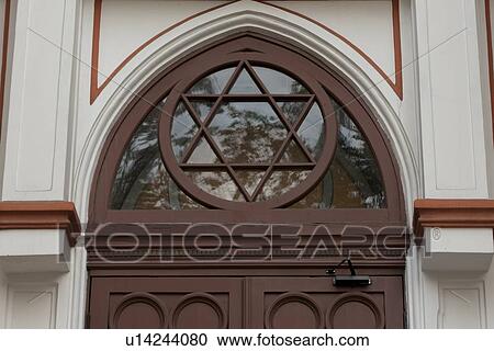 Stock Image - Architectural detail of the doorway of the Grand Choral Synagogue, St. Petersburg, Russia. Fotosearch