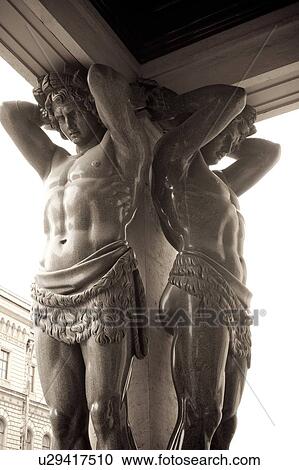 Stock Image - Atlantes in Winter Palace, State Hermitage Museum, Palace Square, St. Petersburg, Russia. Fotosearch