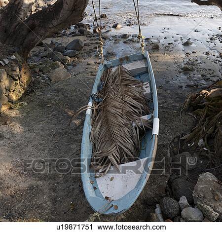 Stock Image - Boat on the beach, Sayulita, Nayarit, Mexico. Fotosearch