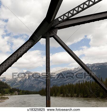 Stock Photography - Bridge across Athabasca River, Jasper National Park, Alberta, Canada. Fotosearch