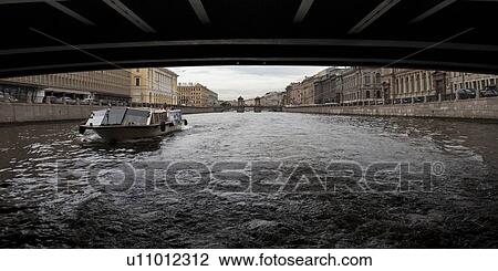 Stock Image - Bridge across the Fontanka River, St. Petersburg, Russia. Fotosearch