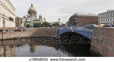 Bridge across the Moyka River with Saint Isaac's Cathedral in the background, St. Petersburg, Russia View Large Photo Image Stock Photography - Bridge across the Moyka River with Saint Isaac's Cathedral in the background, St. Petersburg, Russia. Fotosearch