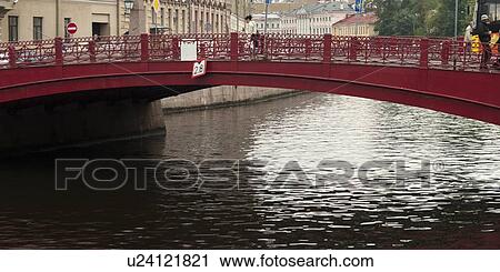 Stock Image - Bridge across the river, St. Petersburg, Russia. Fotosearch
