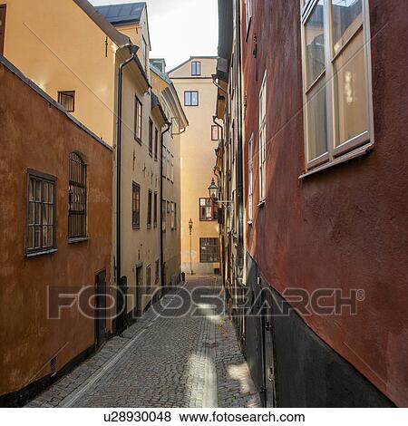 Buildings along an alley, Gamla Stan, Stockholm, Sweden View Large Photo Image Stock Photo - Buildings along an alley, Gamla Stan, Stockholm, Sweden. Fotosearch