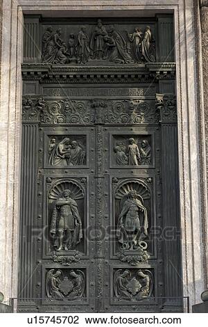 Stock Image - Carved door of the Saint Isaac's Cathedral, St. Isaac's Square, St. Petersburg, Russia. Fotosearch