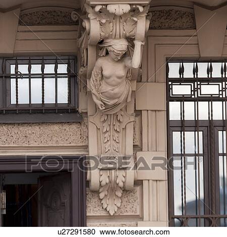 Stock Image - Carving details on the wall of a building, St. Petersburg, Russia. Fotosearch