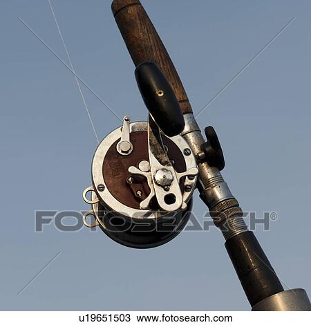 Stock Image - Close-up of a fishing reel, Sayulita, Nayarit, Mexico. Fotosearch