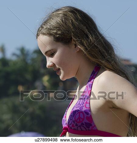 Stock Photo - Close-up of a girl, Sayulita, Nayarit, Mexico. Fotosearch