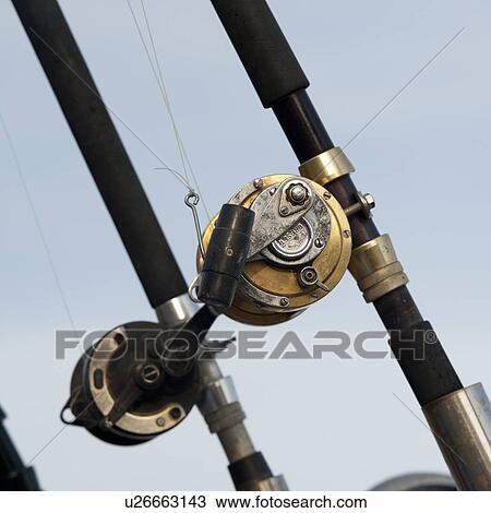 Stock Image - Close-up of fishing rods, Sayulita, Nayarit, Mexico. Fotosearch