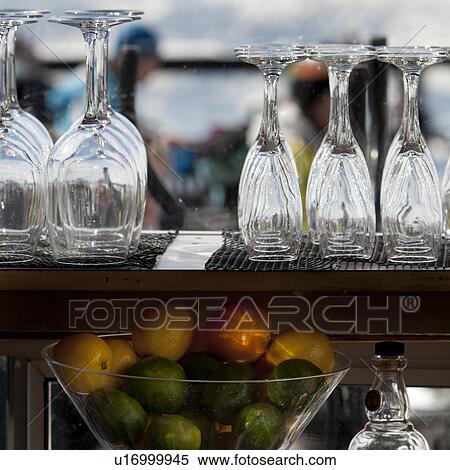 Stock Photography - Close-up of fruits and glasses in a restaurant, Whistler, British Columbia, Canada. Fotosearch