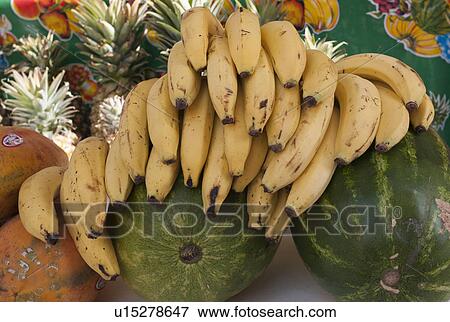 Close-up of fruits at a market stall, Sayulita, Nayarit, Mexico View Large Photo Image Stock Photo - Close-up of fruits at a market stall, Sayulita, Nayarit, Mexico. Fotosearch