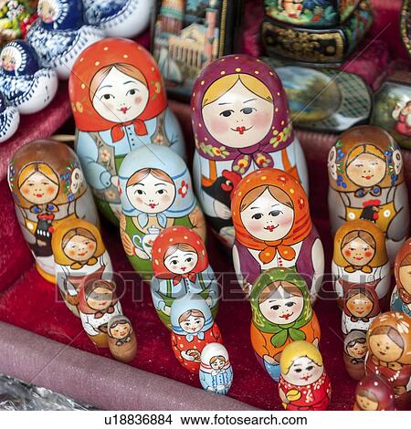 Close-up of Russian nesting dolls at a market stall, St. Petersburg, Russia View Large Photo Image Picture - Close-up of Russian nesting dolls at a market stall, St. Petersburg, Russia. Fotosearch