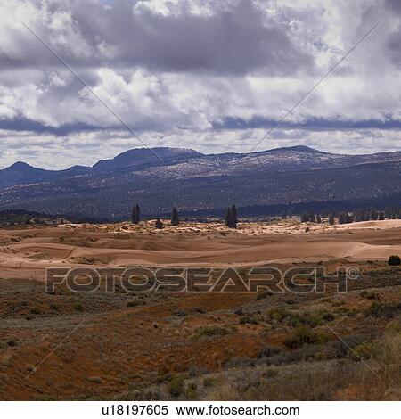 Clouds over a desert, Coral Pink Sand Dunes State Park, Utah, USA View Large Photo Image Stock Photography - Clouds over a desert, Coral Pink Sand Dunes State Park, Utah, USA. Fotosearch