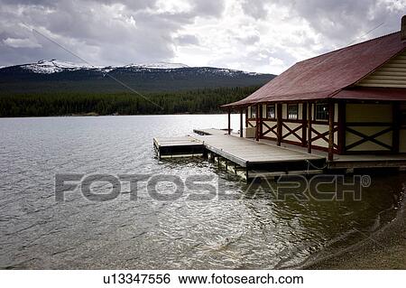 Curly Phillips Boathouse in Maligne Lake, Jasper National Park, Alberta, Canada View Large Photo Image Stock Photograph - Curly Phillips Boathouse in Maligne Lake, Jasper National Park, Alberta, Canada. Fotosearch