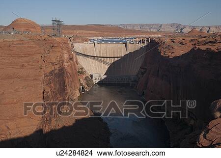 Picture - Dam on Lake Powell, Glen Canyon Dam, Arizona-Utah, USA. Fotosearch