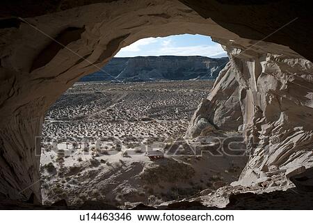 Stock Photograph - Desert viewed from Ulrike's Cave, Amangiri, Canyon Point, Utah, USA. Fotosearch