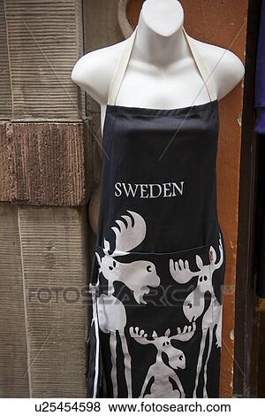 Stock Photo - Dressmakers model outside a clothing store, Gamla Stan, Stockholm, Sweden. Fotosearch