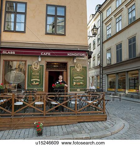 Facade of a cafe on a street, Gamla Stan, Stockholm, Sweden View Large Photo Image Stock Photo - Facade of a cafe on a street, Gamla Stan, Stockholm, Sweden. Fotosearch
