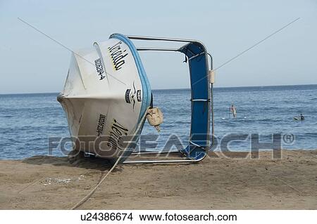 Picture - Fishing boat on the beach, Sayulita, Nayarit, Mexico. Fotosearch