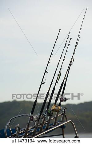 Picture - Fishing rods on a boat, Sayulita, Nayarit, Mexico. Fotosearch