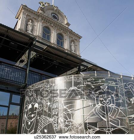 Glass structure in front of a building, Stockholm, Sweden View Large Photo Image Stock Photo - Glass structure in front of a building, Stockholm, Sweden. Fotosearch