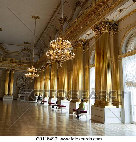 Stock Photo - Hall of a museum, Armorial Hall, Winter Palace, State Hermitage Museum, Palace Square, St. Petersburg, Russia. Fotosearch