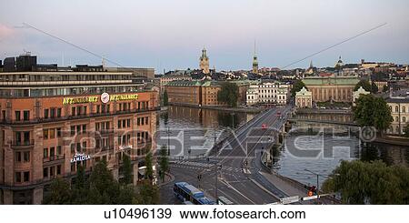 Stock Photo - High angle view of a city, Stockholm, Sweden. Fotosearch