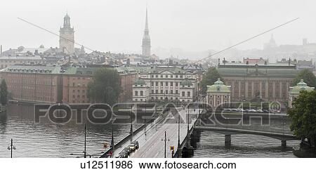 Stock Photograph - High angle view of a city, Stockholm, Sweden. Fotosearch