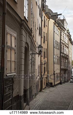 Houses along a street, Gamla Stan, Stockholm, Sweden View Large Photo Image Stock Photo - Houses along a street, Gamla Stan, Stockholm, Sweden. Fotosearch