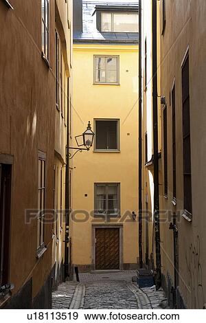 Houses both sides of a street, Gamla Stan, Stockholm, Sweden View Large Photo Image Stock Photo - Houses both sides of a street, Gamla Stan, Stockholm, Sweden. Fotosearch