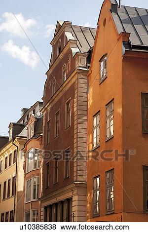 Houses in a row in a city, Gamla Stan, Stockholm, Sweden View Large Photo Image Stock Photo - Houses in a row in a city, Gamla Stan, Stockholm, Sweden. Fotosearch