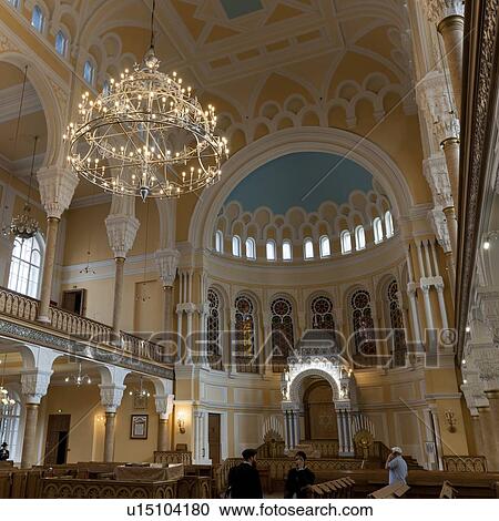 Stock Image - Interiors of the Grand Choral Synagogue, St. Petersburg, Russia. Fotosearch