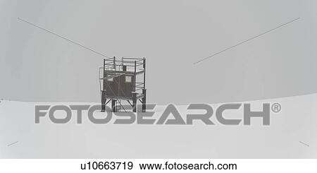 Stock Photo - Lifeguard tower in snow, Symphony Amphitheatre, Whistler, British Columbia, Canada. Fotosearch