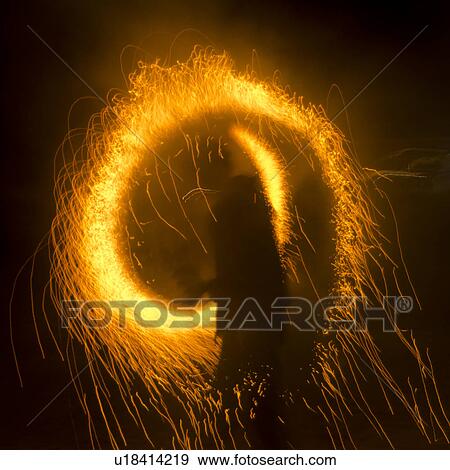 Stock Photo - Light trails from sparkler, Sayulita, Nayarit, Mexico. Fotosearch