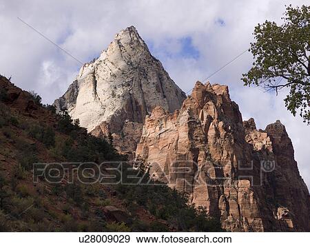Stock Photo - Low angle view a mountain, Zion National Park, Utah, USA. Fotosearch