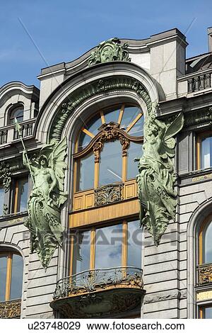 Low angle view of a building, Singer House, Nevsky Prospekt, St. Petersburg, Russia View Large Photo Image Stock Photo - Low angle view of a building, Singer House, Nevsky Prospekt, St. Petersburg, Russia. Fotosearch