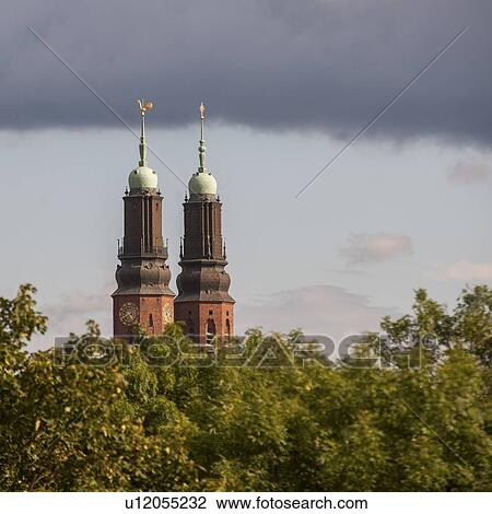 Low angle view of a church tower, Hogalid Church, Stockholm, Sweden View Large Photo Image Stock Image - Low angle view of a church tower, Hogalid Church, Stockholm, Sweden. Fotosearch