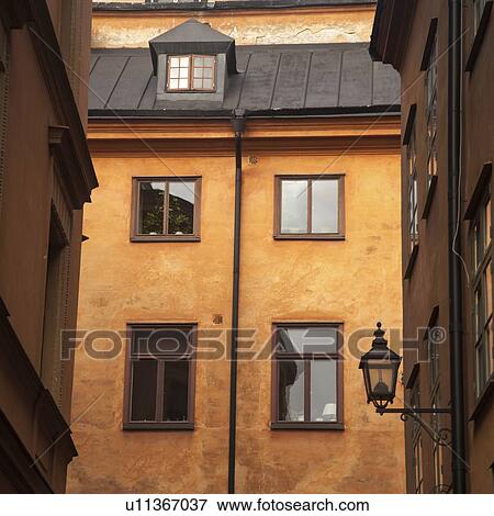 Low angle view of buildings, Gamla Stan, Stockholm, Sweden View Large Photo Image Stock Photo - Low angle view of buildings, Gamla Stan, Stockholm, Sweden. Fotosearch