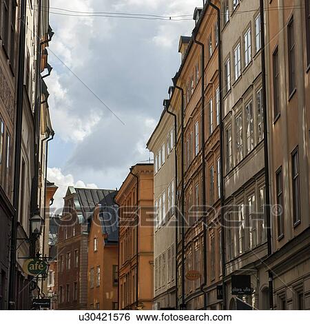 Low angle view of buildings, Gamla Stan, Stockholm, Sweden View Large Photo Image Stock Photograph - Low angle view of buildings, Gamla Stan, Stockholm, Sweden. Fotosearch