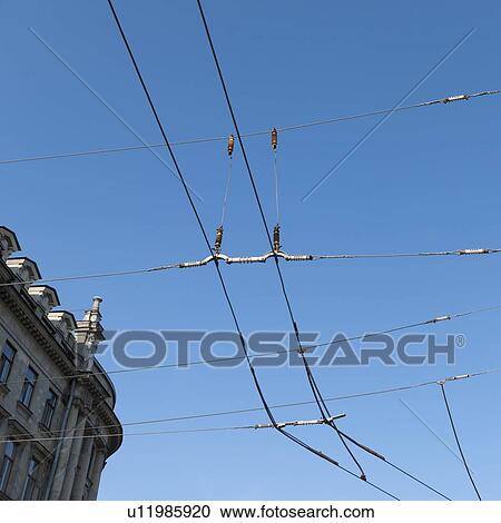 Low angle view of electric cables, St. Petersburg, Russia View Large Photo Image Stock Image - Low angle view of electric cables, St. Petersburg, Russia. Fotosearch
