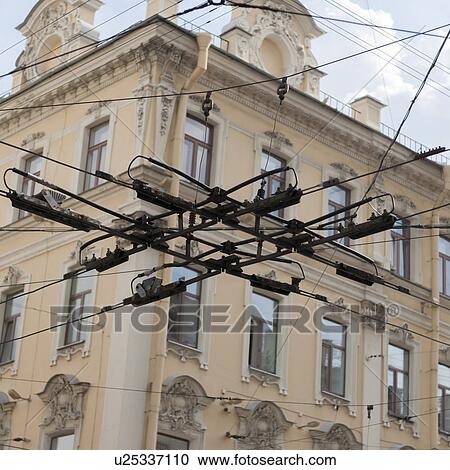 Low angle view of electric cables, St. Petersburg, Russia View Large Photo Image Stock Image - Low angle view of electric cables, St. Petersburg, Russia. Fotosearch